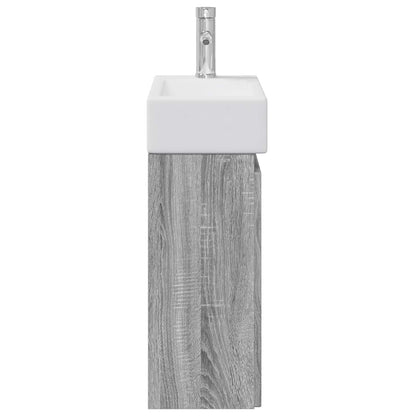 Mobile bagno con rubinetto Sonoma grigio 45,5 x 22,5 x 84 cm | homemem39