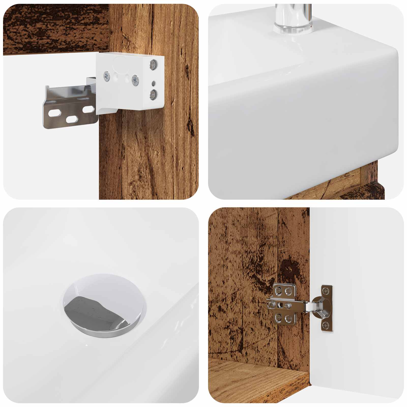 Mobile bagno con rubinetto Legno antico 45,5 x 22,5 x 84 cm | homemem39