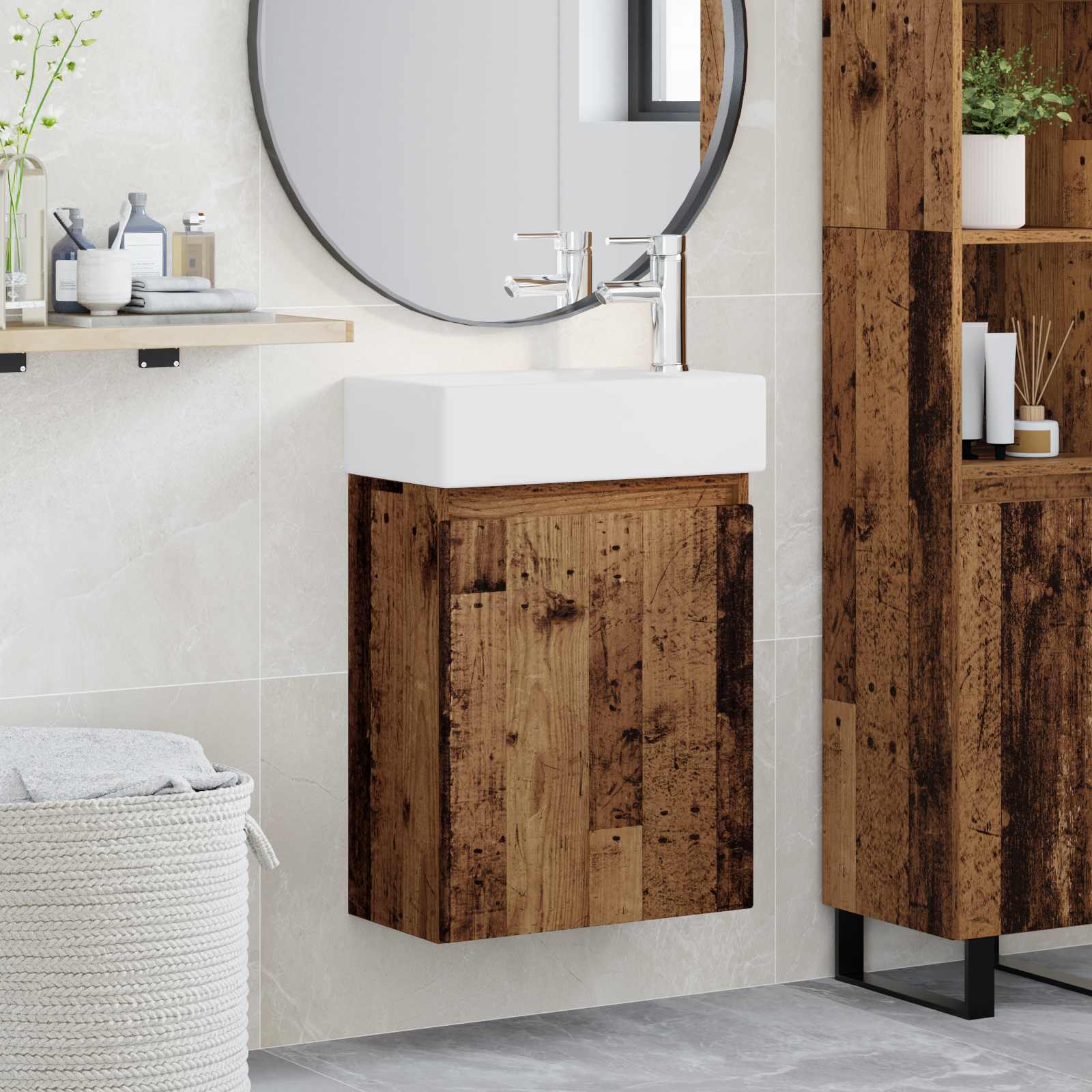 Mobile bagno con rubinetto Legno antico 45,5 x 22,5 x 84 cm | homemem39