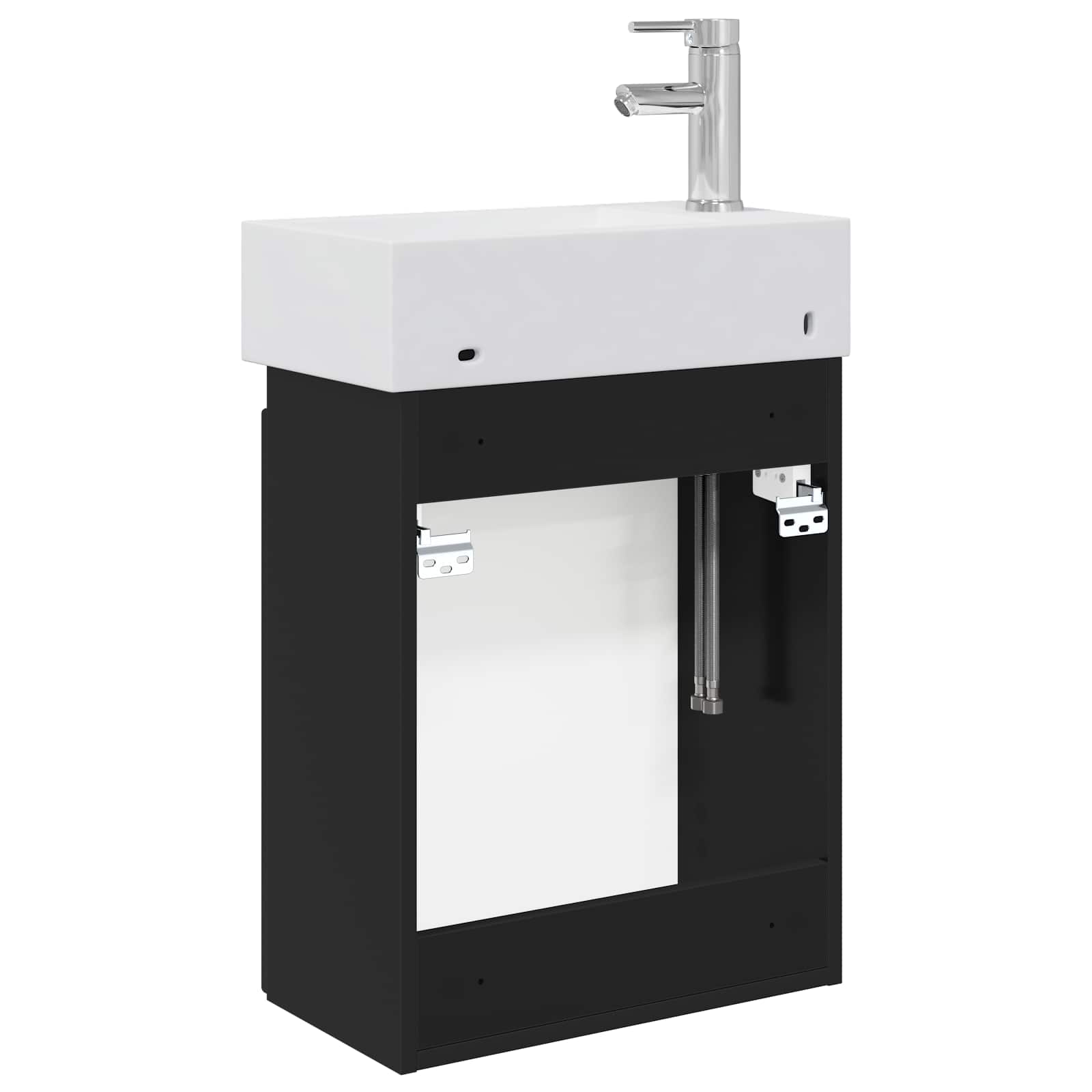 Mobile bagno con rubinetto Nero 45,5 x 22,5 x 84 cm | homemem39