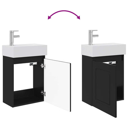 Mobile bagno con rubinetto Nero 45,5 x 22,5 x 84 cm | homemem39