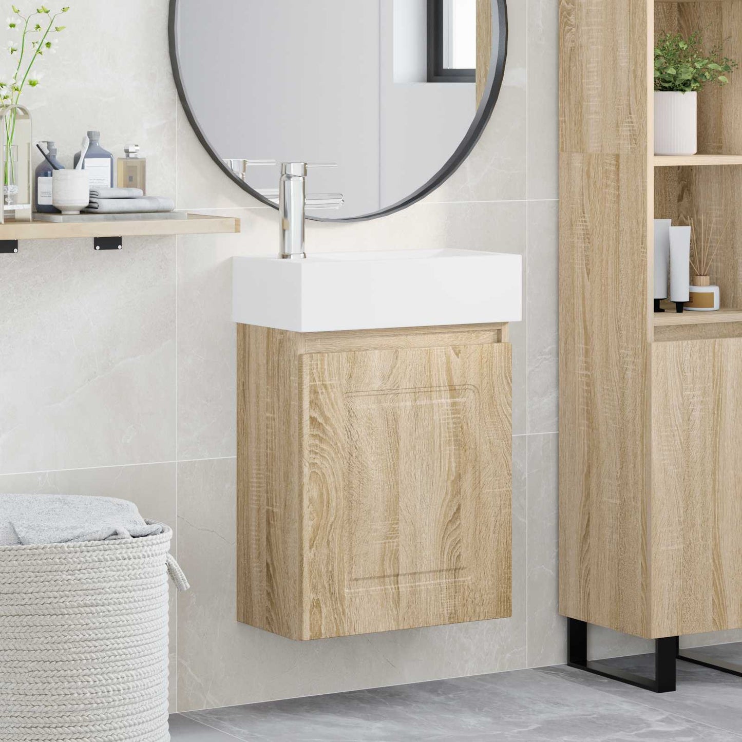 Mobile bagno con rubinetto Rovere Sonoma 45,5 x 22,5 x 84 cm | homemem39
