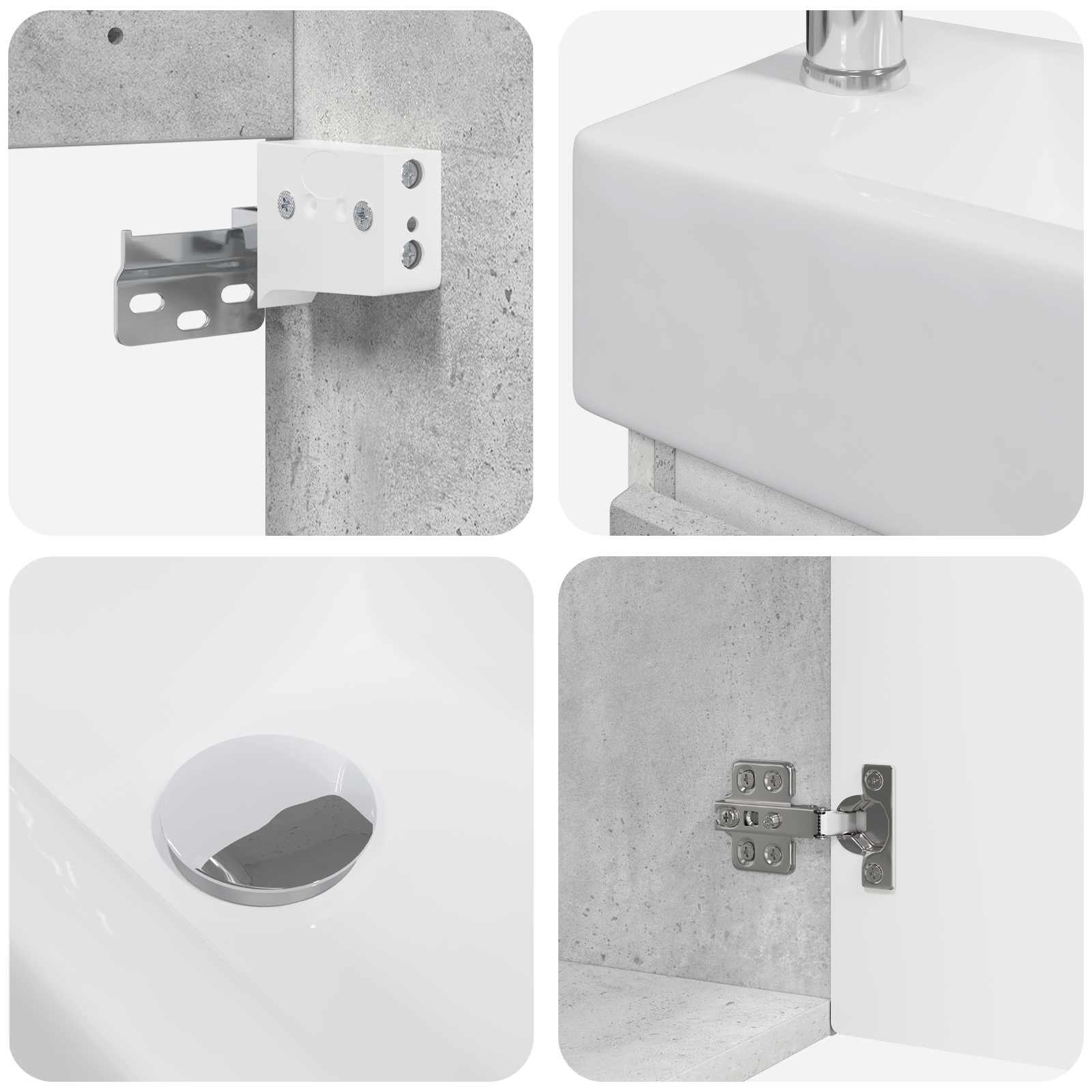 Mobile bagno con rubinetto Grigio Cemento 45,5 x 22,5 x 84 cm | homemem39