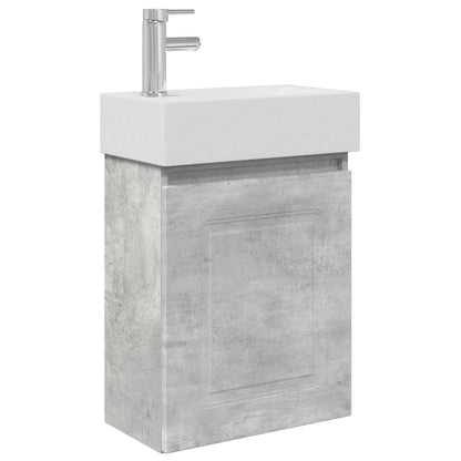 Mobile bagno con rubinetto Grigio Cemento 45,5 x 22,5 x 84 cm | homemem39