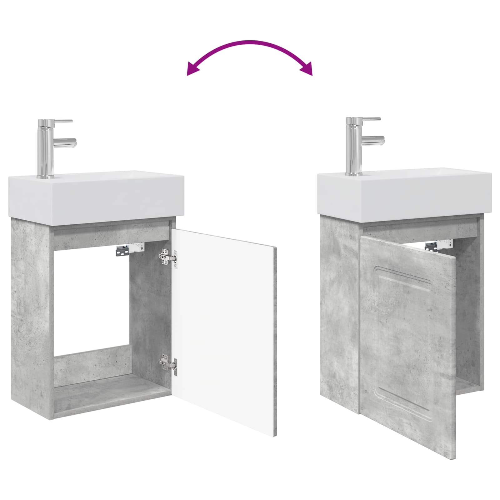 Mobile bagno con rubinetto Grigio Cemento 45,5 x 22,5 x 84 cm | homemem39