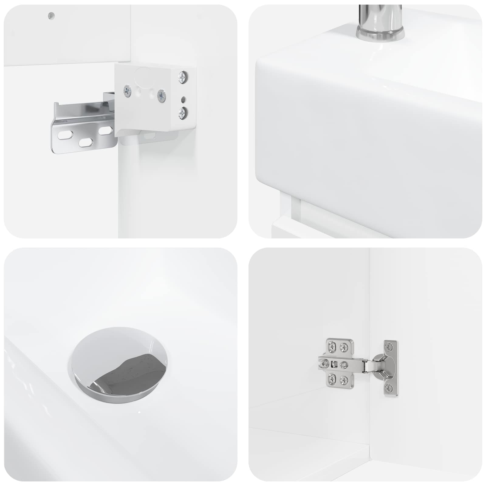 Mobile bagno con rubinetto Bianco Lucido 45,5 x 22,5 x 84 cm | homemem39