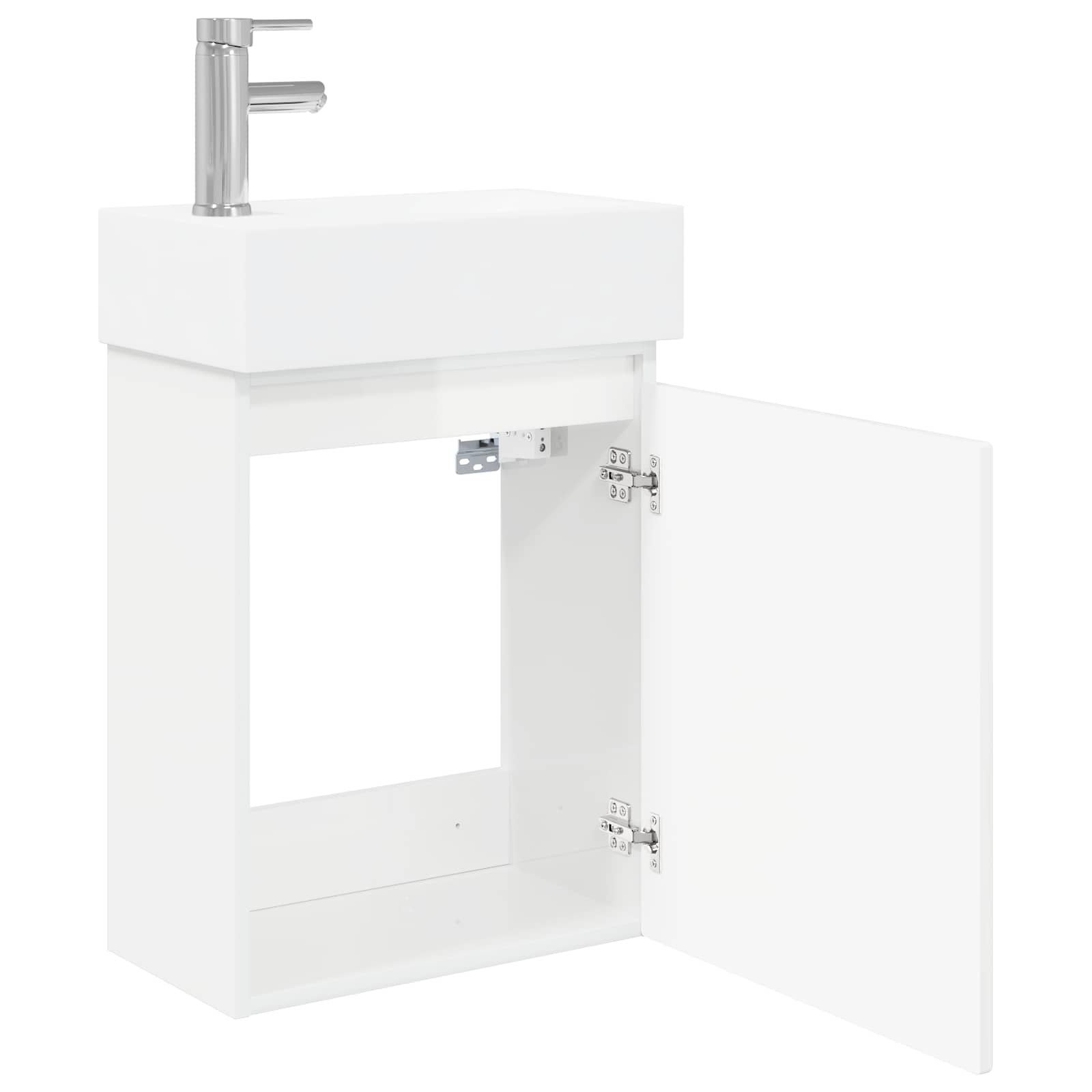 Mobile bagno con rubinetto Bianco Lucido 45,5 x 22,5 x 84 cm | homemem39