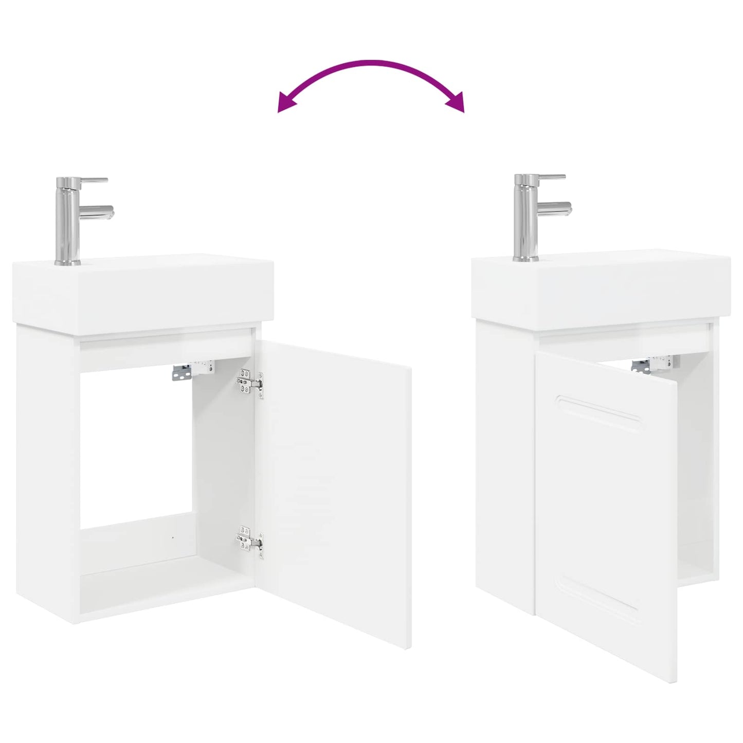 Mobile bagno con rubinetto Bianco Lucido 45,5 x 22,5 x 84 cm | homemem39