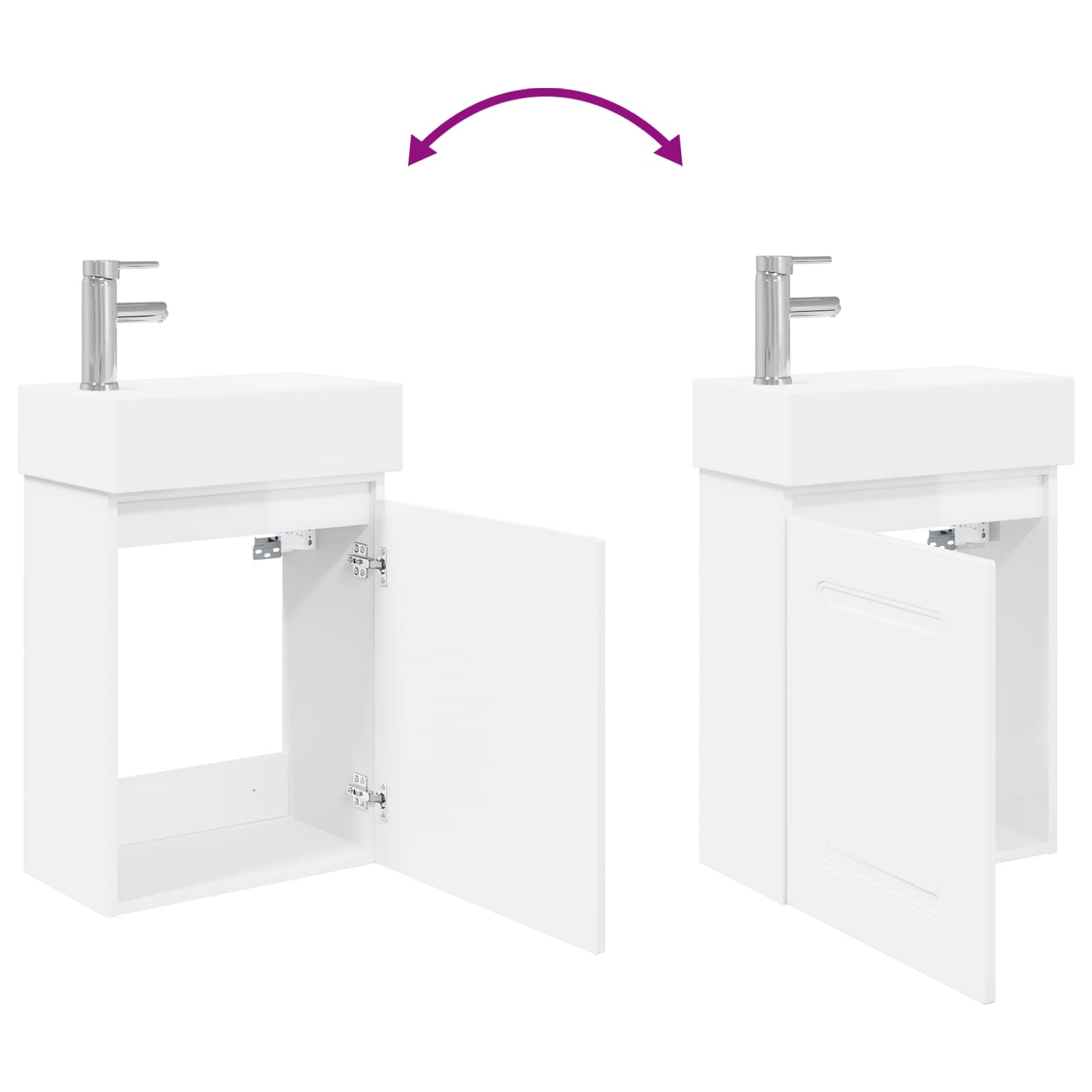 Mobile bagno con rubinetto Bianco Lucido 45,5 x 22,5 x 84 cm | homemem39