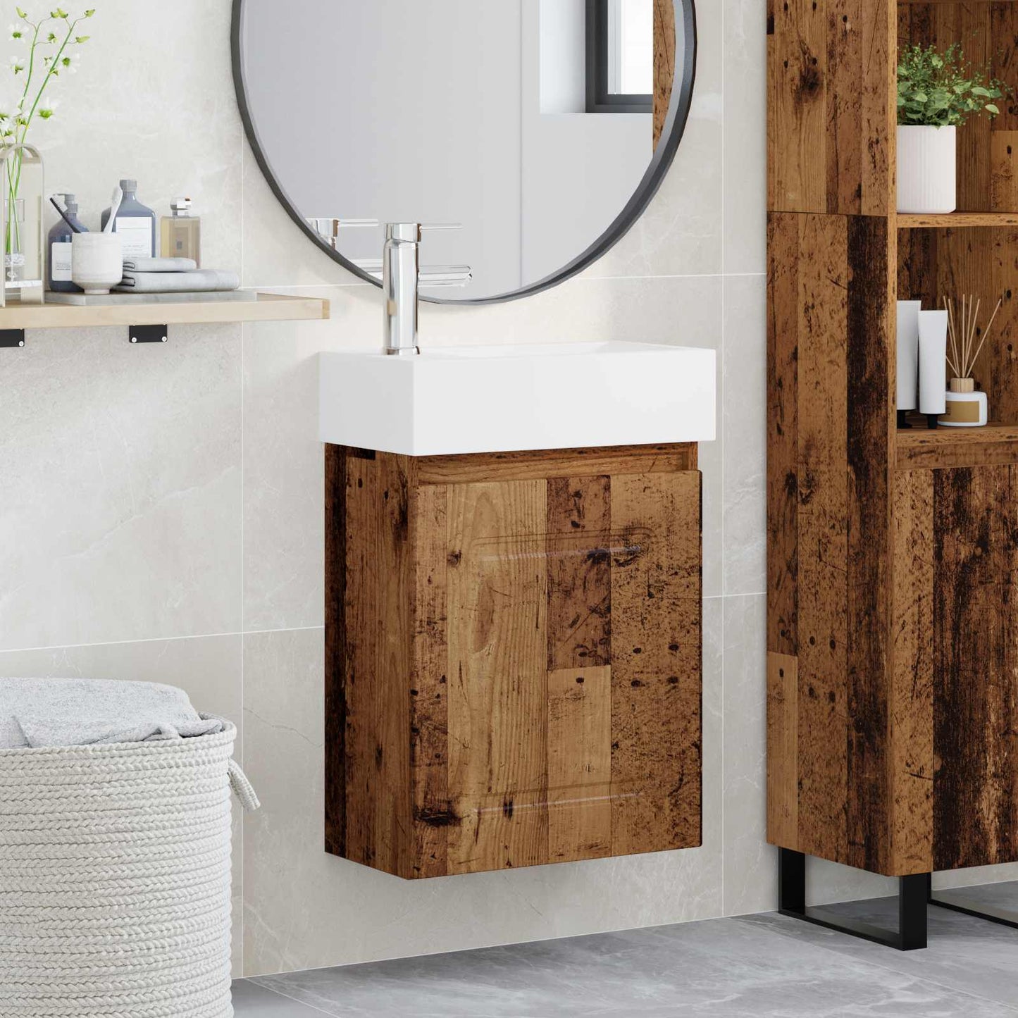 Mobile bagno con rubinetto Legno antico 45,5 x 22,5 x 84 cm | homemem39