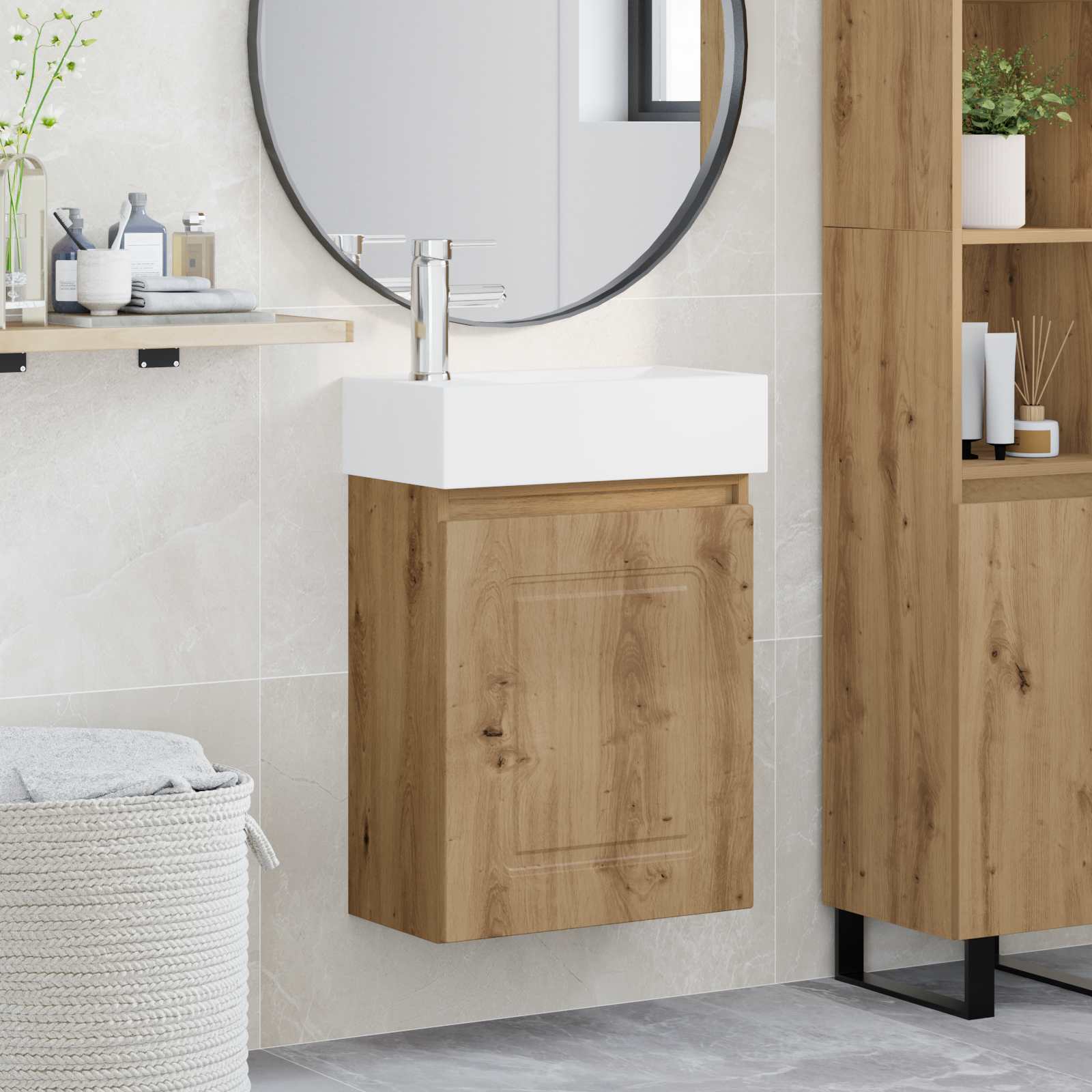Mobile bagno con rubinetto Rovere Artigianale | homemem39