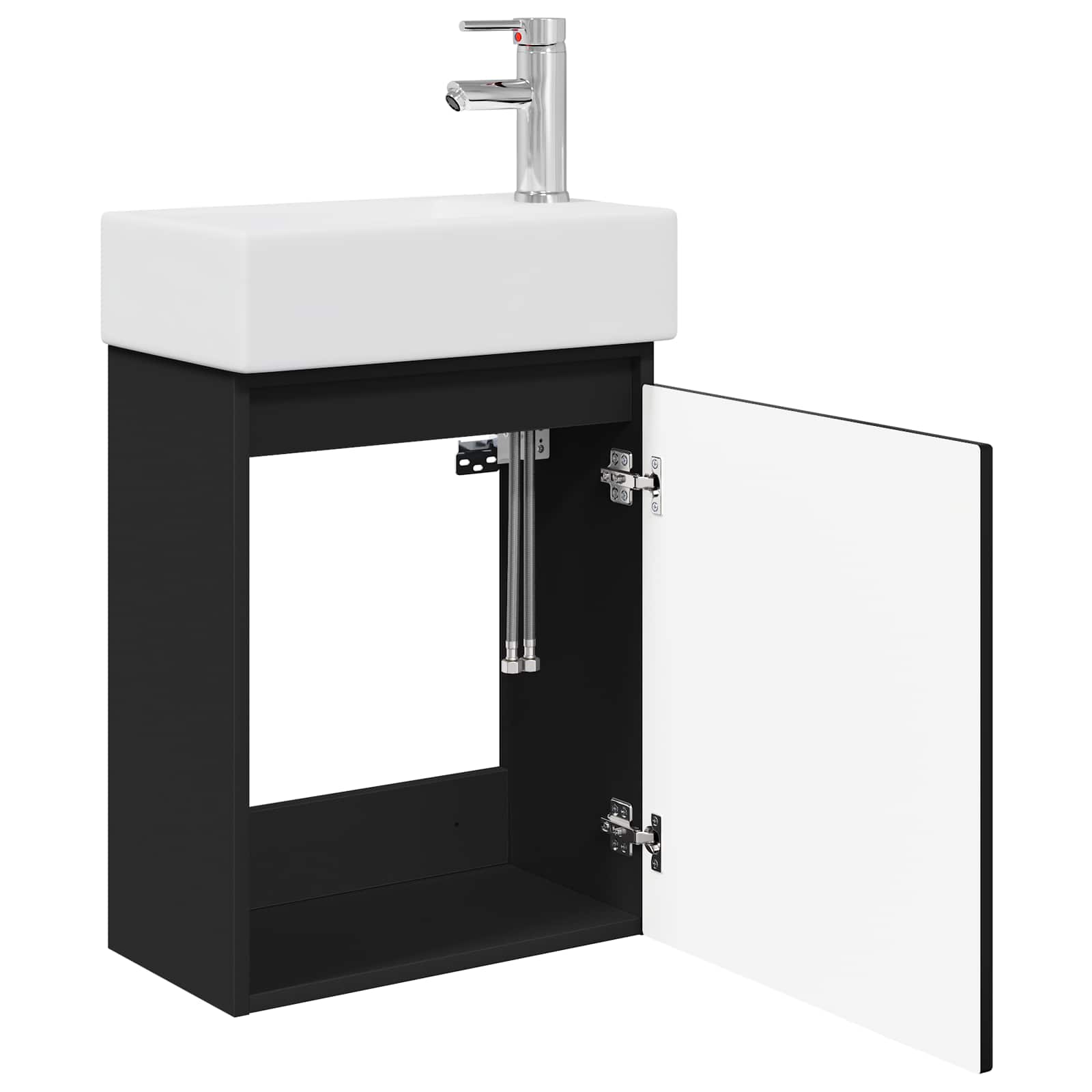 Mobile bagno con rubinetto Nero 45,5 x 22,5 x 84 cm | homemem39