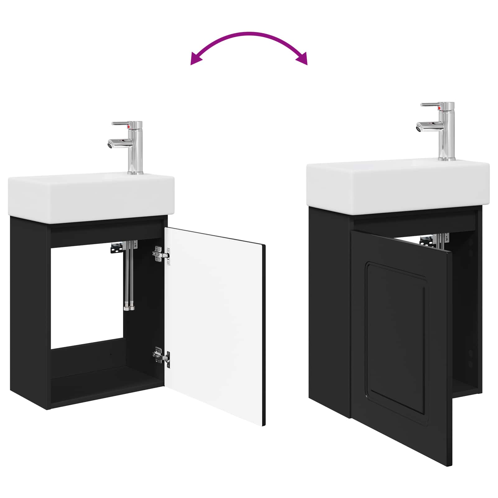 Mobile bagno con rubinetto Nero 45,5 x 22,5 x 84 cm | homemem39