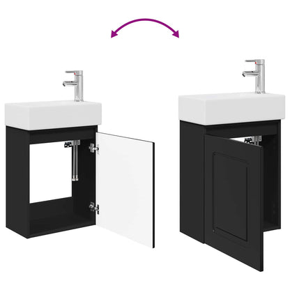 Mobile bagno con rubinetto Nero 45,5 x 22,5 x 84 cm | homemem39