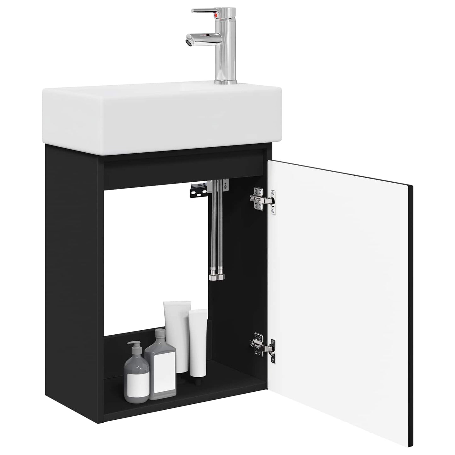 Mobile bagno con rubinetto Nero 45,5 x 22,5 x 84 cm | homemem39