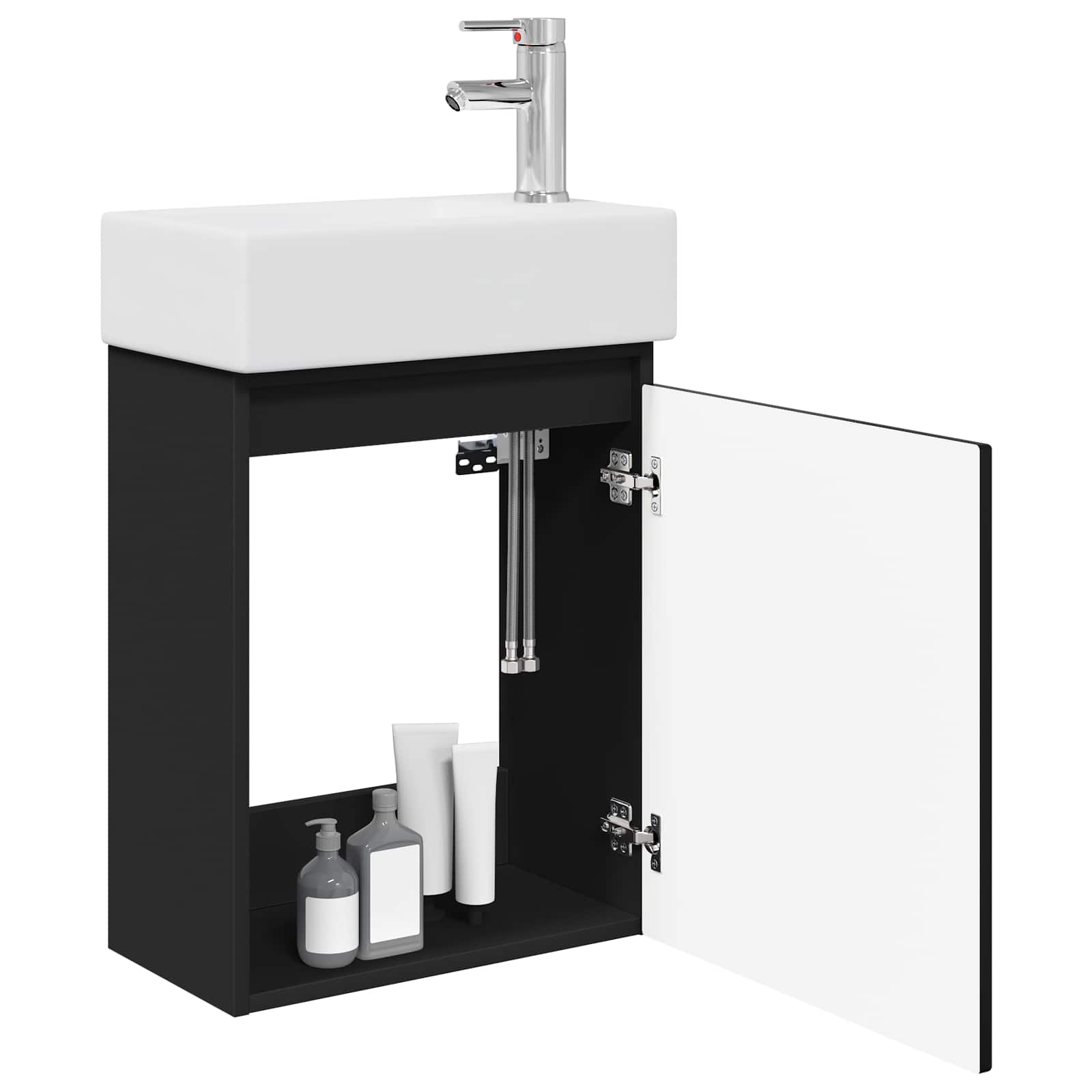 Mobile bagno con rubinetto Nero 45,5 x 22,5 x 84 cm | homemem39