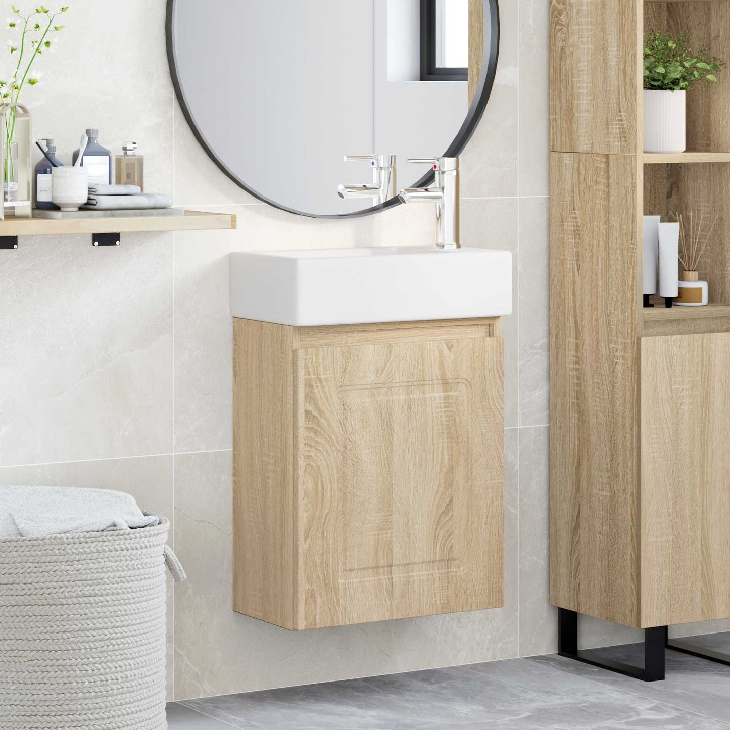 Mobile bagno con rubinetto Rovere Sonoma 45,5 x 22,5 x 84 cm | homemem39