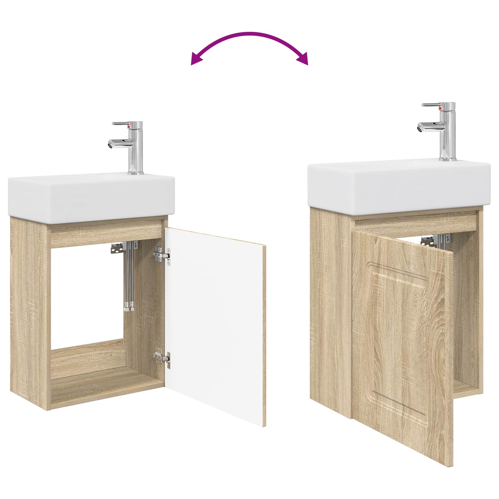 Mobile bagno con rubinetto Rovere Sonoma 45,5 x 22,5 x 84 cm | homemem39