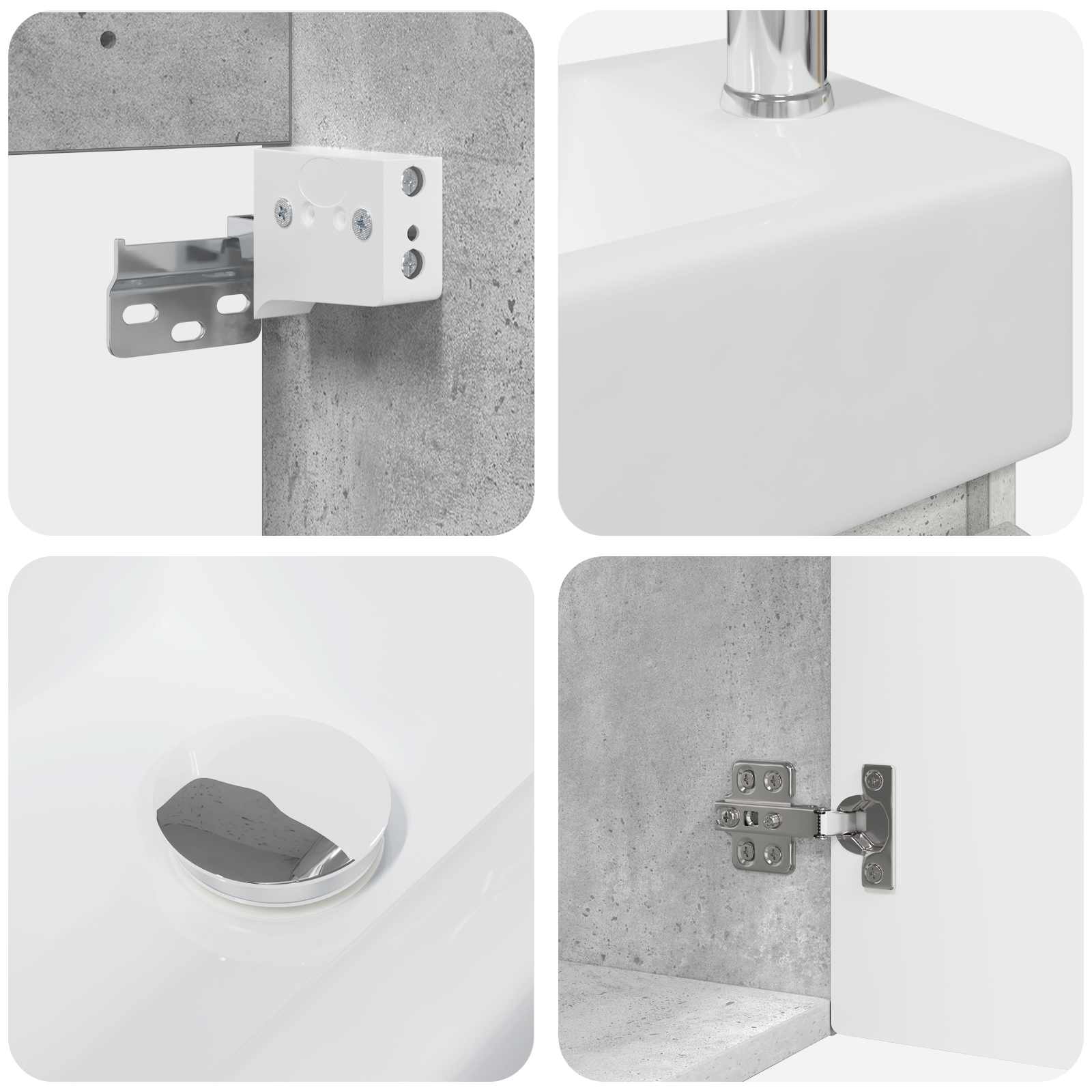 Mobile bagno con rubinetto Grigio Cemento 45,5 x 22,5 x 84 cm | homemem39