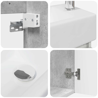 Mobile bagno con rubinetto Grigio Cemento 45,5 x 22,5 x 84 cm | homemem39