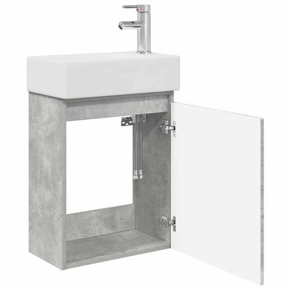 Mobile bagno con rubinetto Grigio Cemento 45,5 x 22,5 x 84 cm | homemem39