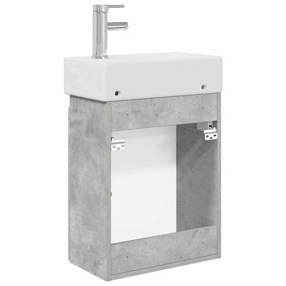 Mobile bagno con rubinetto Grigio Cemento 45,5 x 22,5 x 84 cm | homemem39