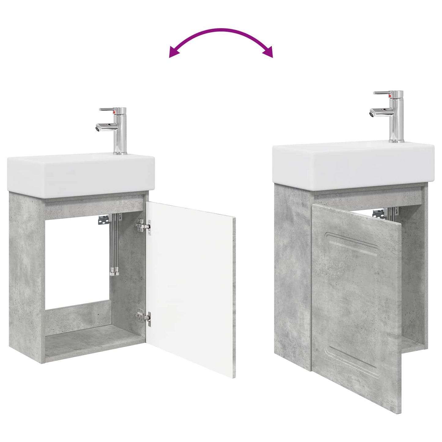 Mobile bagno con rubinetto Grigio Cemento 45,5 x 22,5 x 84 cm | homemem39