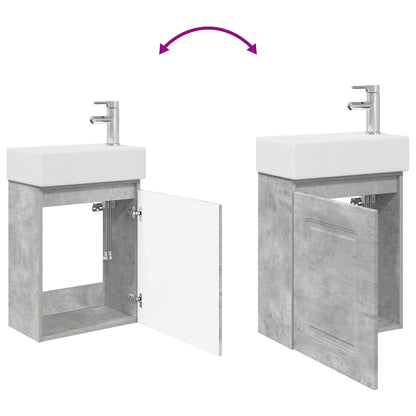Mobile bagno con rubinetto Grigio Cemento 45,5 x 22,5 x 84 cm | homemem39