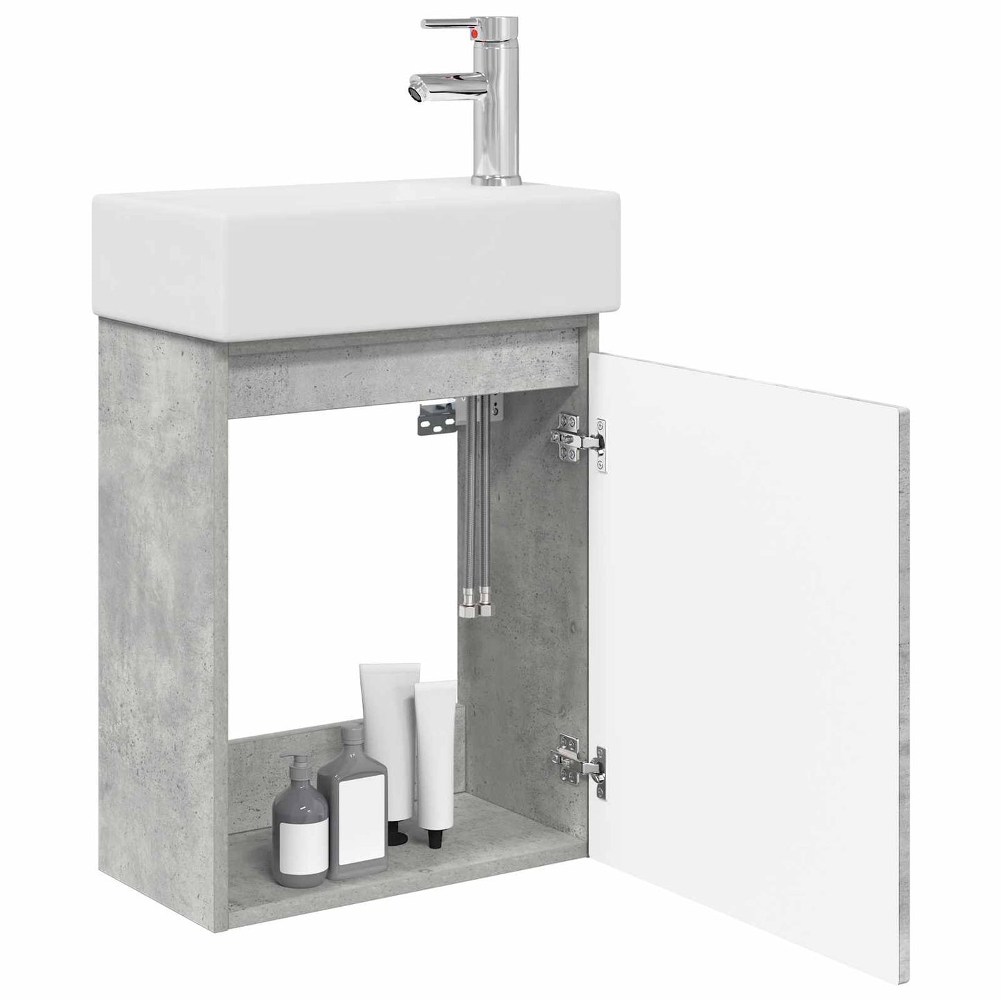Mobile bagno con rubinetto Grigio Cemento 45,5 x 22,5 x 84 cm | homemem39