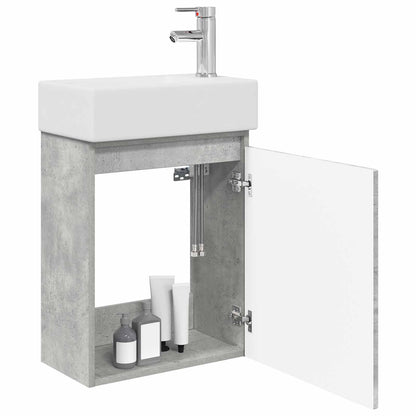 Mobile bagno con rubinetto Grigio Cemento 45,5 x 22,5 x 84 cm | homemem39