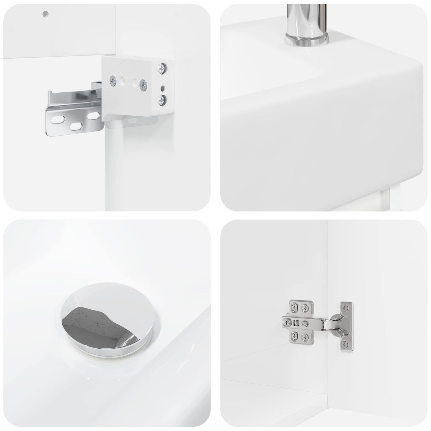 Mobile bagno con rubinetto Bianco Lucido 45,5 x 22,5 x 84 cm | homemem39