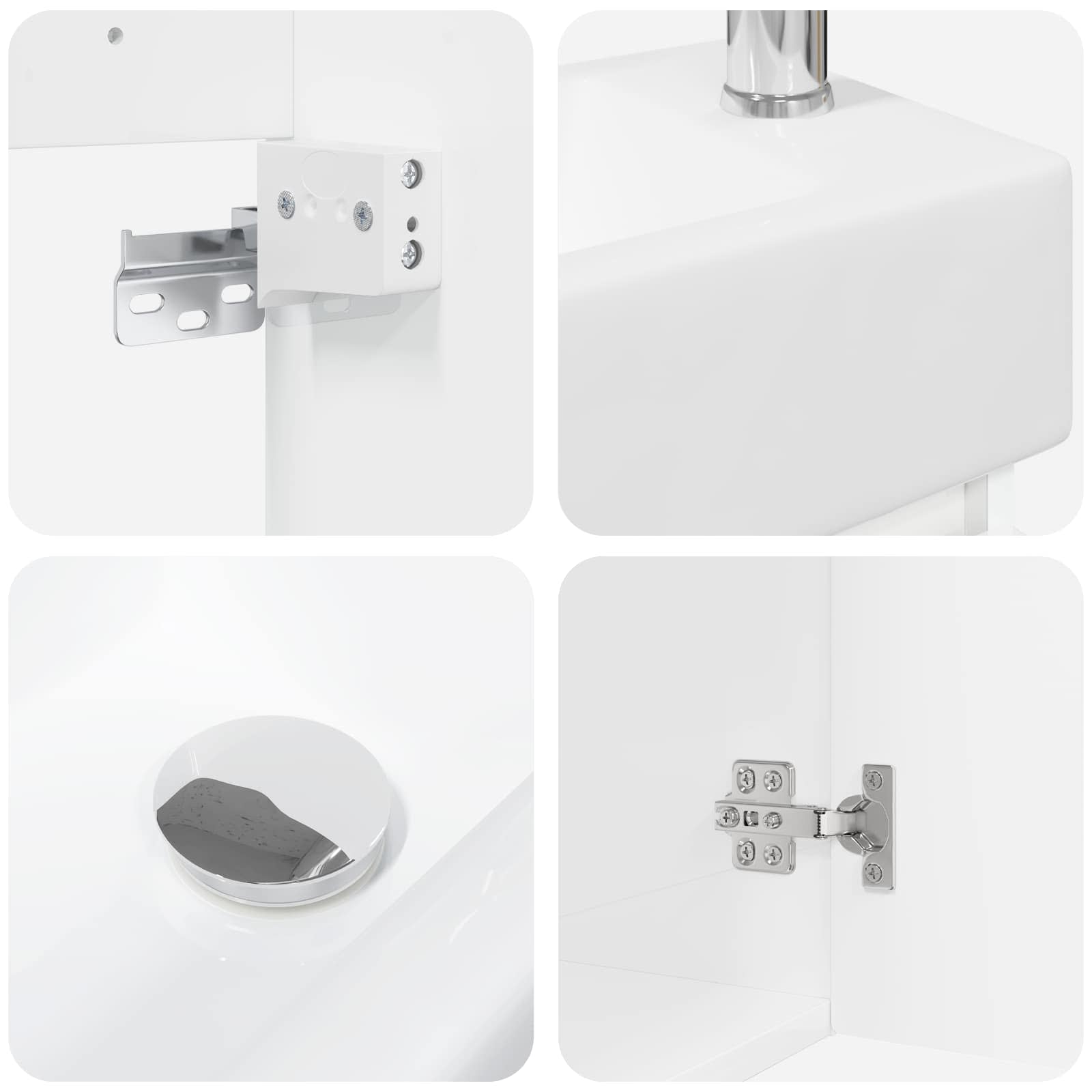 Mobile bagno con rubinetto Bianco Lucido 45,5 x 22,5 x 84 cm | homemem39