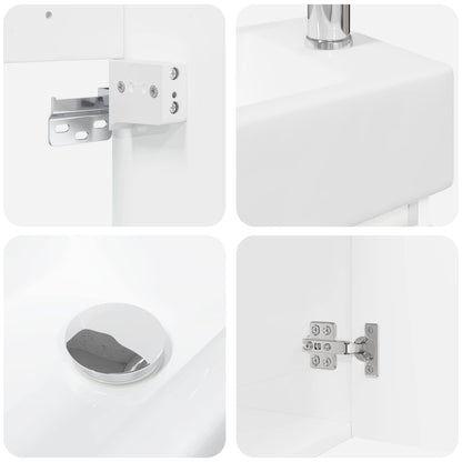 Mobile bagno con rubinetto Bianco Lucido 45,5 x 22,5 x 84 cm | homemem39