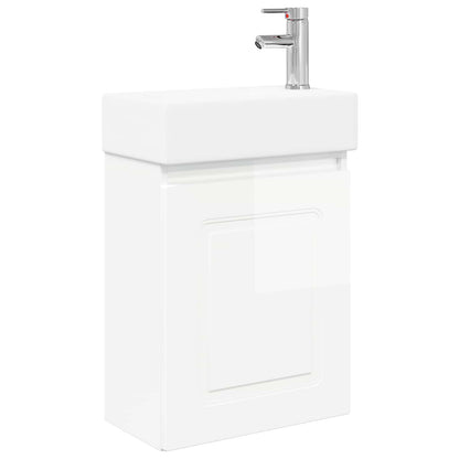 Mobile bagno con rubinetto Bianco Lucido 45,5 x 22,5 x 84 cm | homemem39