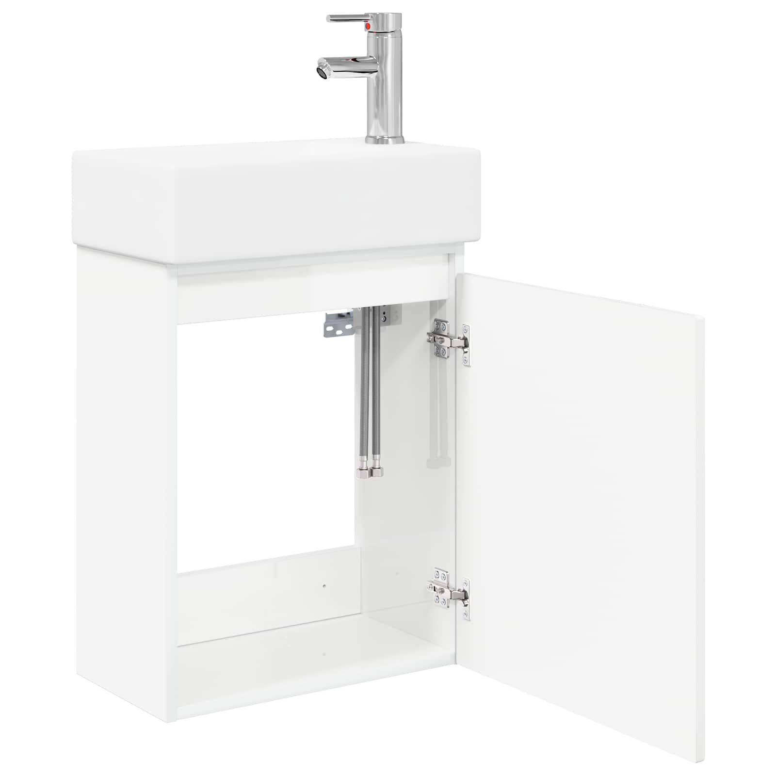Mobile bagno con rubinetto Bianco Lucido 45,5 x 22,5 x 84 cm | homemem39