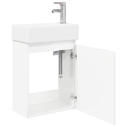 Mobile bagno con rubinetto Bianco Lucido 45,5 x 22,5 x 84 cm | homemem39