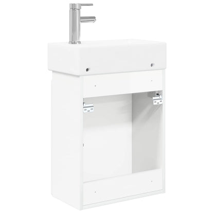Mobile bagno con rubinetto Bianco Lucido 45,5 x 22,5 x 84 cm | homemem39