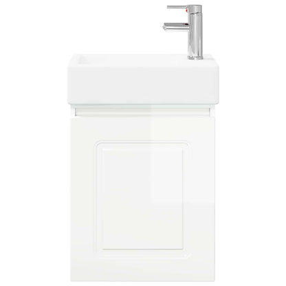 Mobile bagno con rubinetto Bianco Lucido 45,5 x 22,5 x 84 cm | homemem39