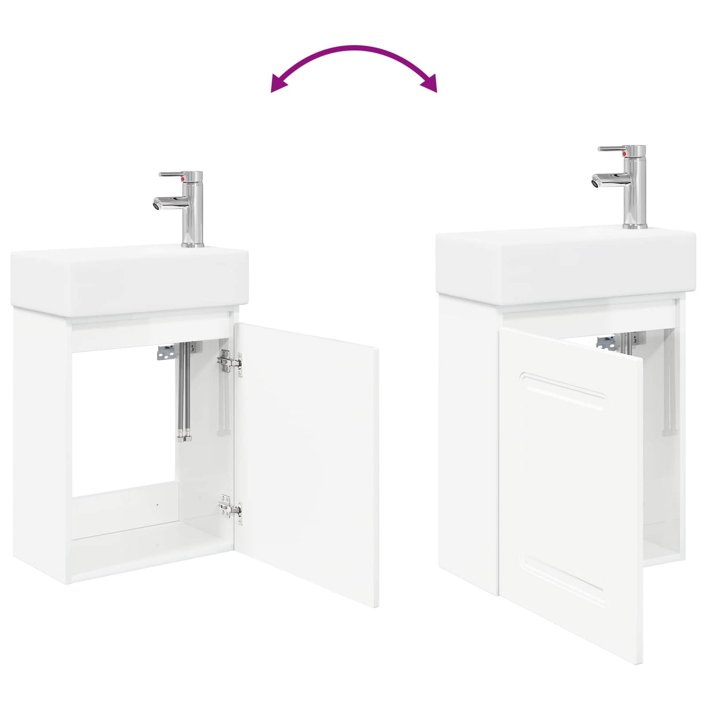 Mobile bagno con rubinetto Bianco Lucido 45,5 x 22,5 x 84 cm | homemem39