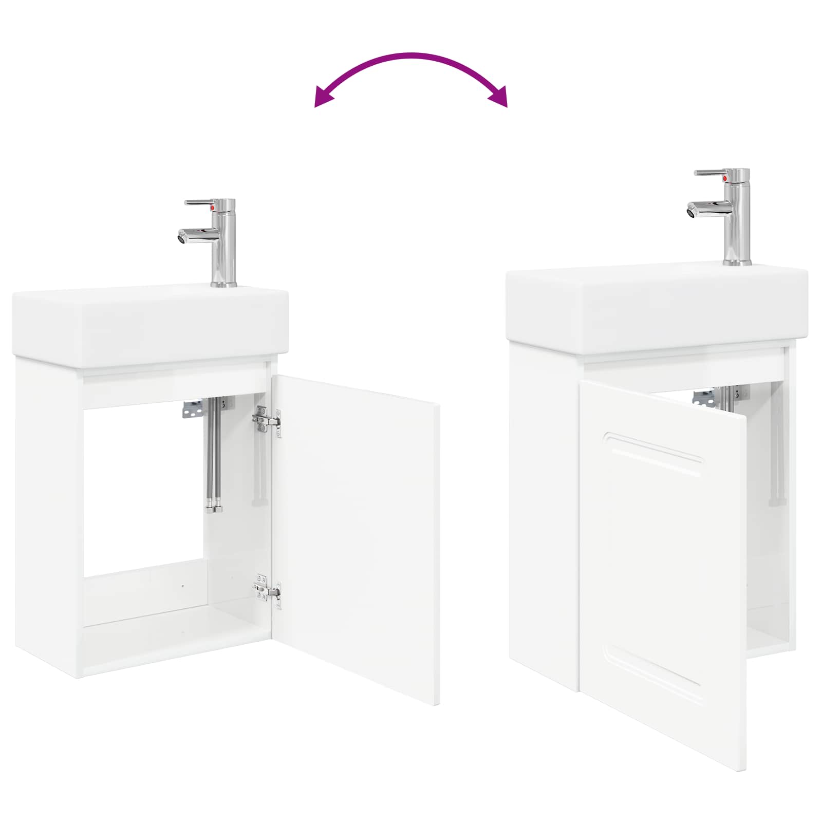 Mobile bagno con rubinetto Bianco Lucido 45,5 x 22,5 x 84 cm | homemem39