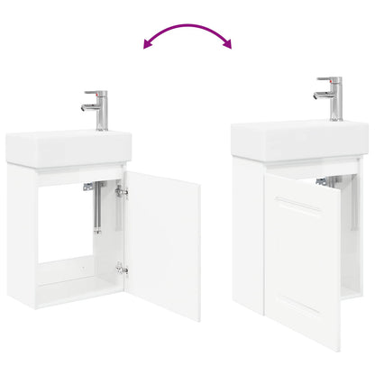 Mobile bagno con rubinetto Bianco Lucido 45,5 x 22,5 x 84 cm | homemem39