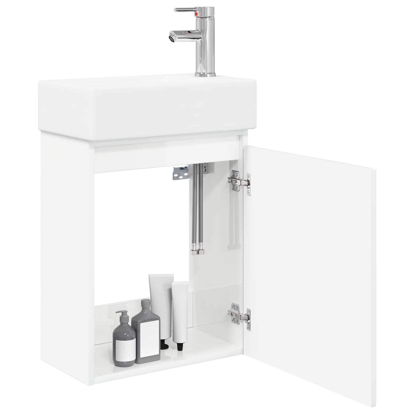 Mobile bagno con rubinetto Bianco Lucido 45,5 x 22,5 x 84 cm | homemem39