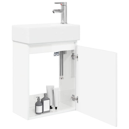 Mobile bagno con rubinetto Bianco Lucido 45,5 x 22,5 x 84 cm | homemem39