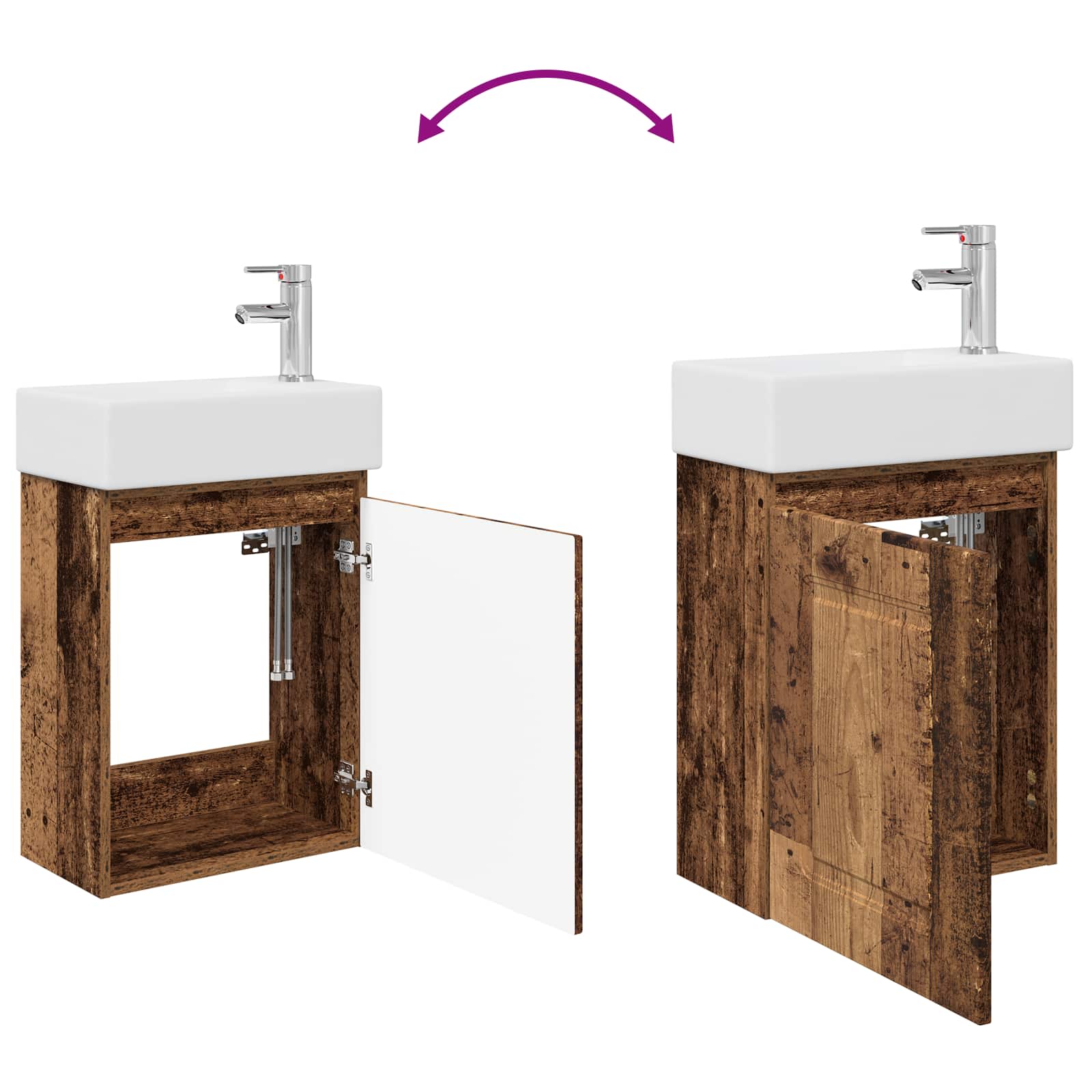 Mobile bagno con rubinetto Legno antico 45,5 x 22,5 x 84 cm | homemem39