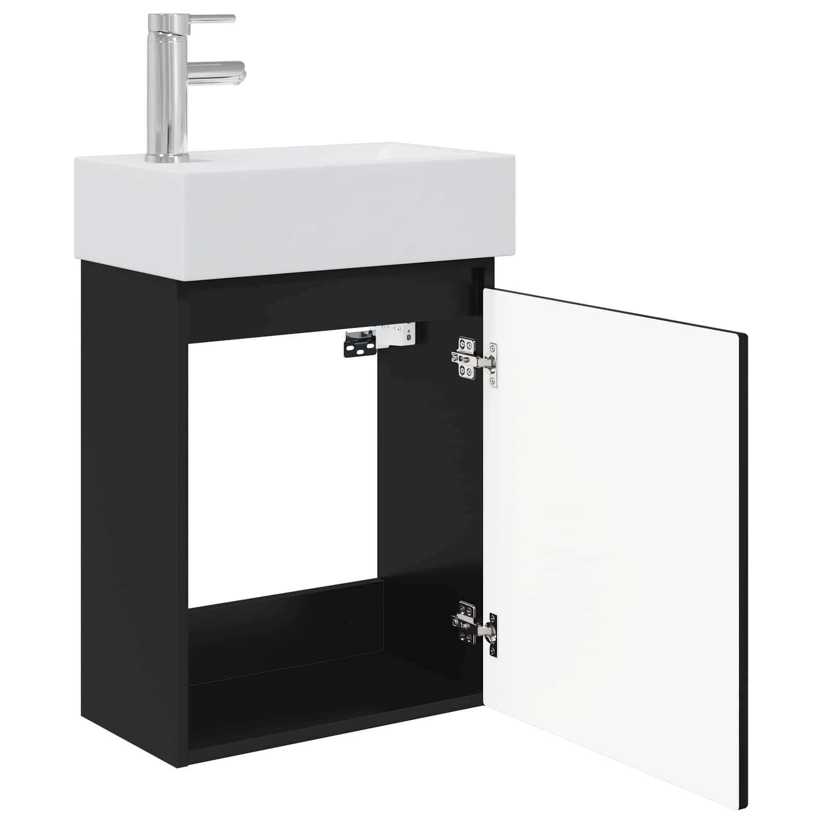 Mobile bagno con rubinetto Nero 45,5 x 25,5 x 84 cm | homemem39