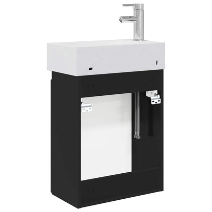 Mobile bagno con rubinetto Nero 45,5 x 25,5 x 84 cm | homemem39