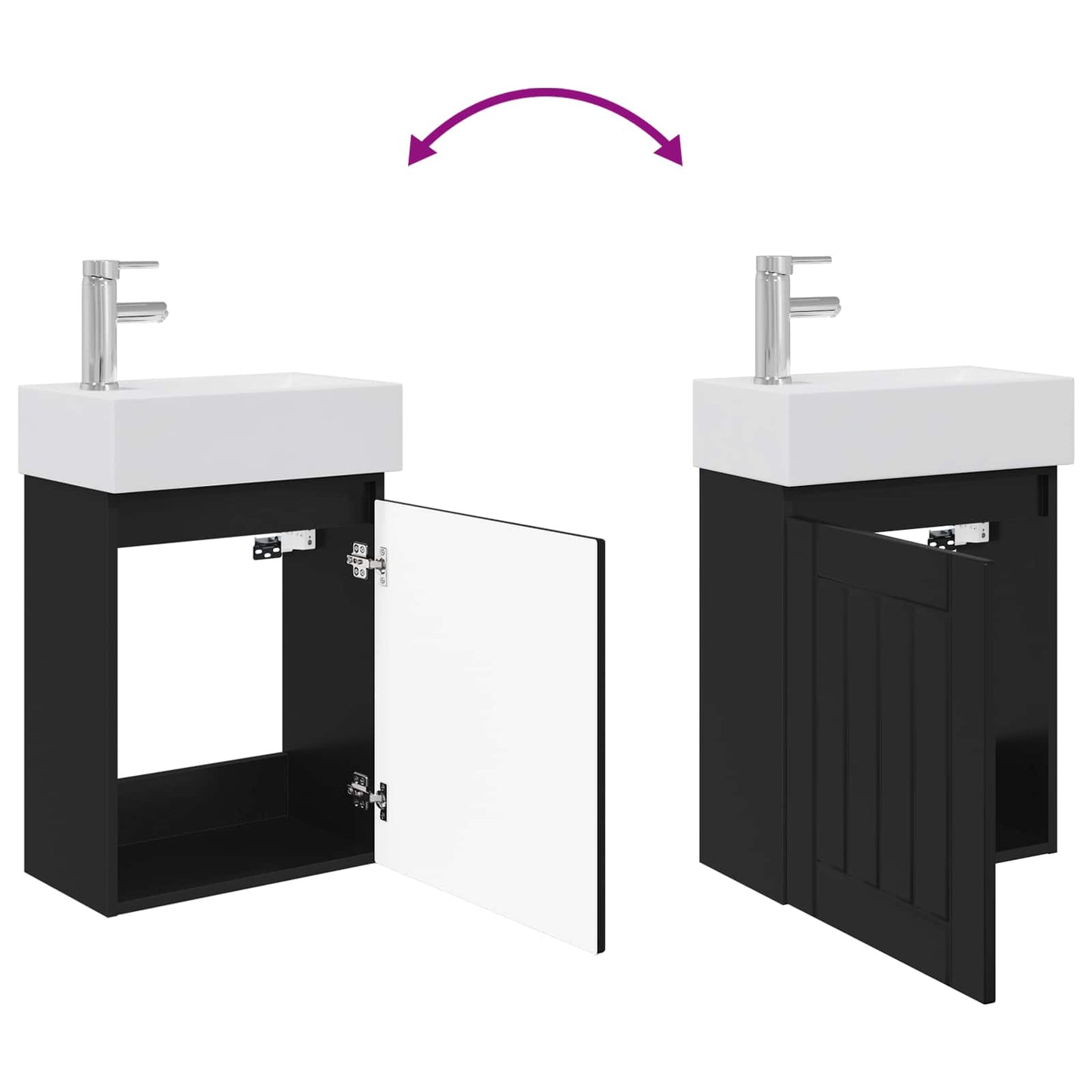 Mobile bagno con rubinetto Nero 45,5 x 25,5 x 84 cm | homemem39