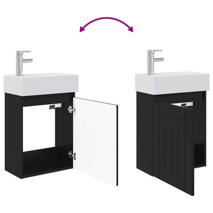 Mobile bagno con rubinetto Nero 45,5 x 25,5 x 84 cm | homemem39