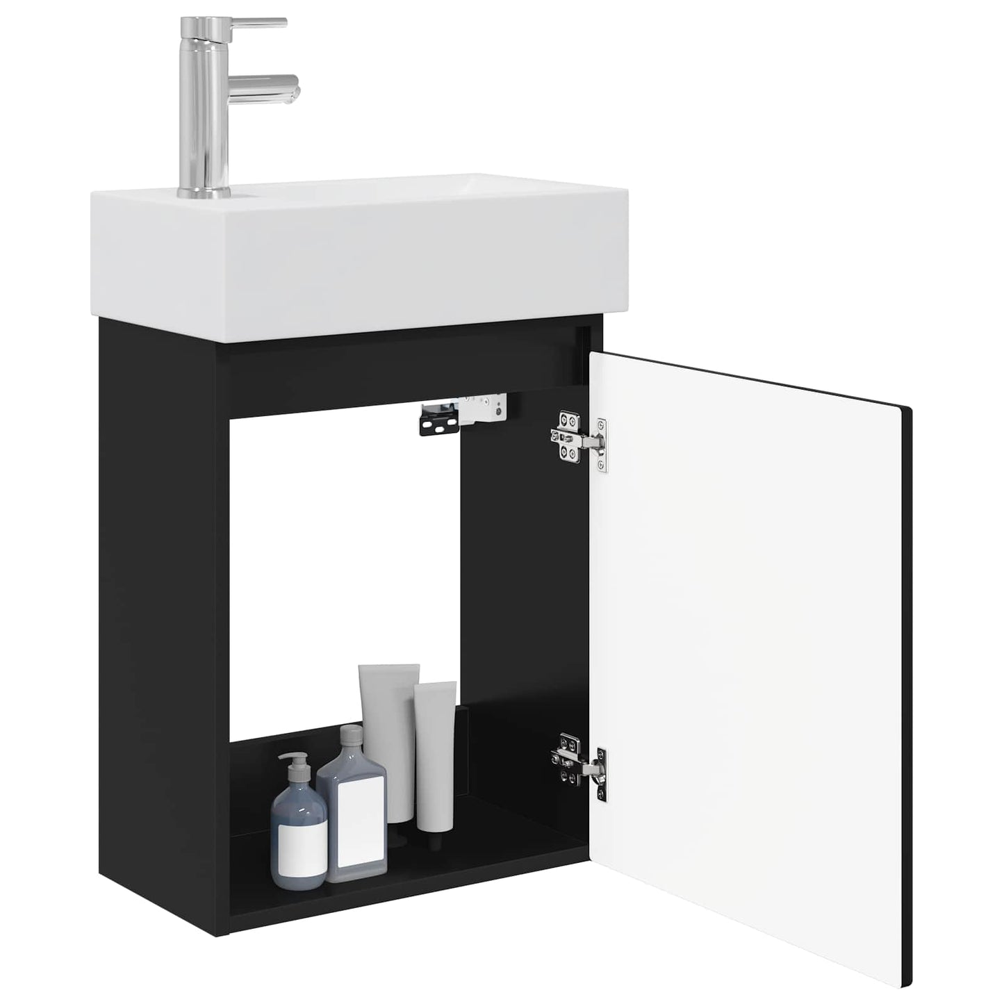 Mobile bagno con rubinetto Nero 45,5 x 25,5 x 84 cm | homemem39