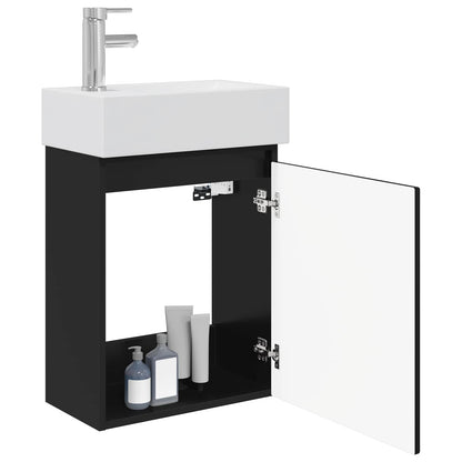 Mobile bagno con rubinetto Nero 45,5 x 25,5 x 84 cm | homemem39